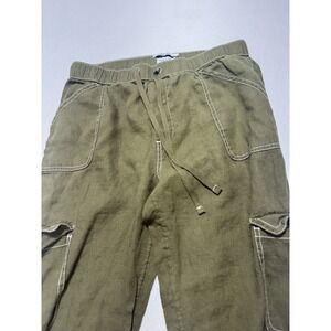 Linen Flax Jogger Pants Sz M Womens Boho Lagenlook Minimalist Earthy